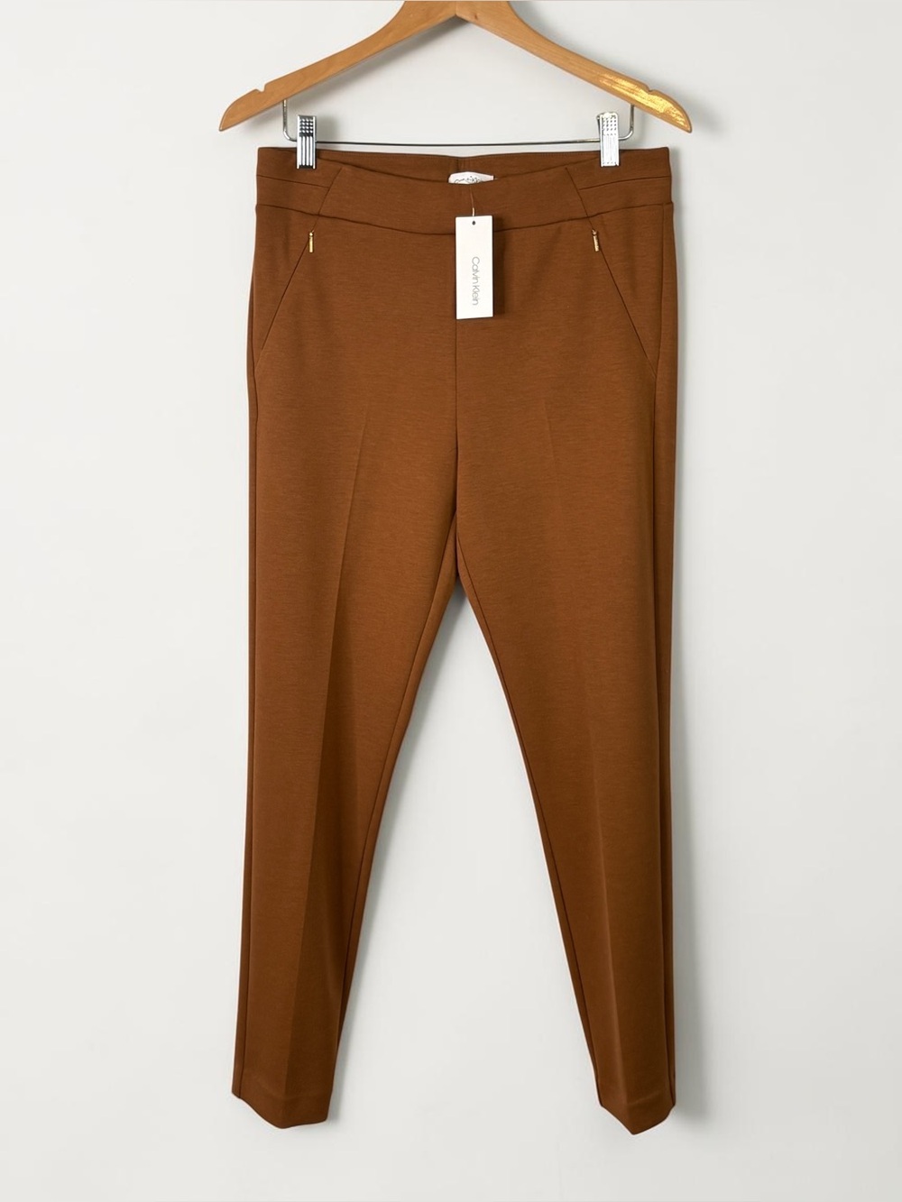 NWT Calvin Klein Cinnamon Brown Tailored Dress Ponte Pants Size 8 S98PP231